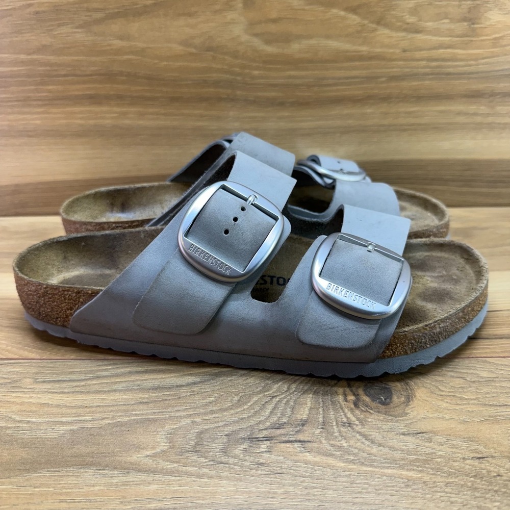 Birkenstock Arizona Big Buckle Sandals Womens 11 W EU 42 Gray Nubuck Leather